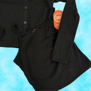 NWT Girl’s 2 pc Sweater Set Black (L) 10 12 Cotton Blend Ribbed NWT